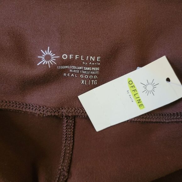 Nwt Aerie Offline Real Luxe Faux Leather High Waisted Leggings - Cocoa Size XL - Picture 12 of 14